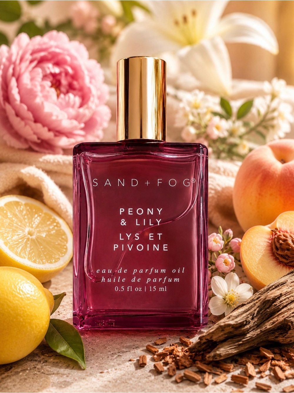 NEW SAND+FOG Peony & Lily Eau de Parfum Oil - Roller 0.5 fl oz / 15 ml